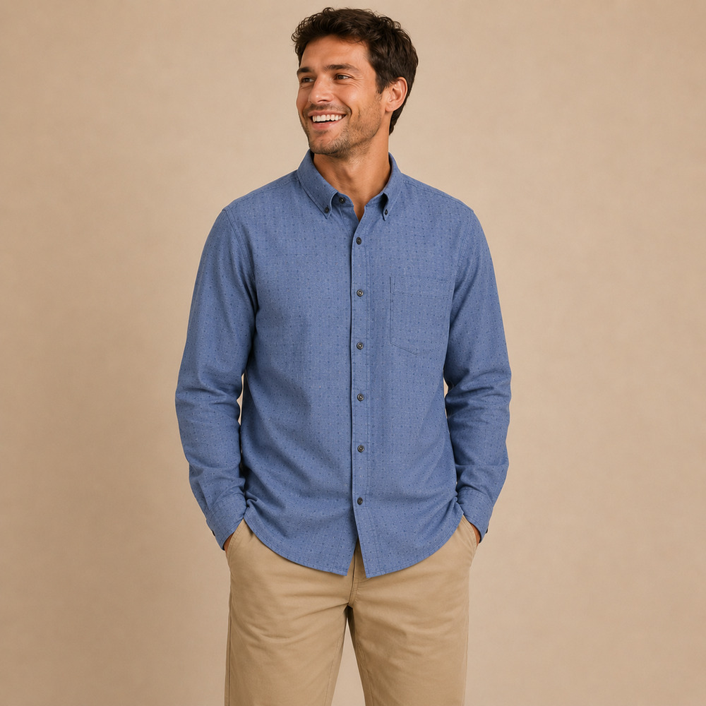 Patagonia Lightweight Bluffside Shirt Men L Blue Organic Cotton Button Down